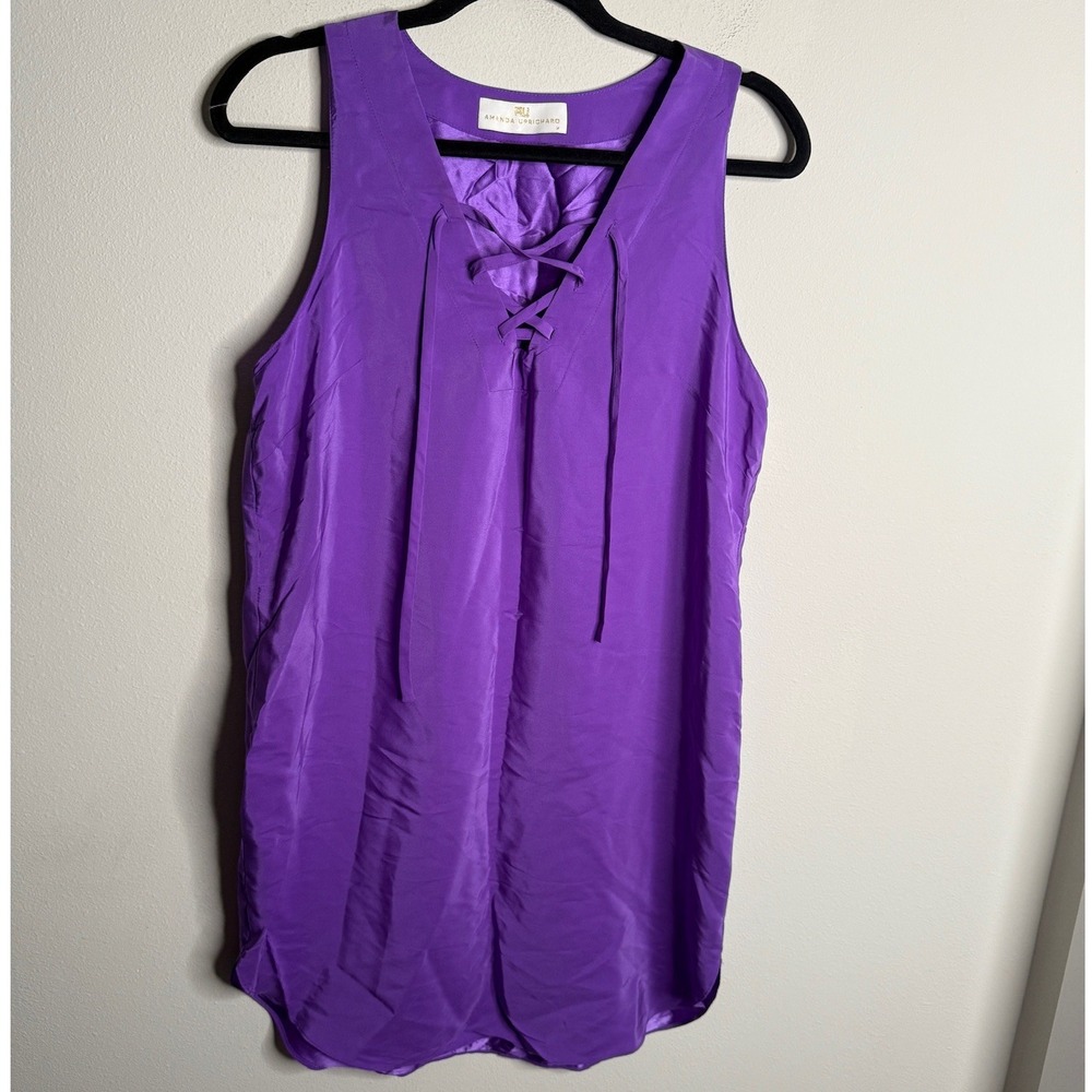 Amanda Uprichard NWT Women's Medium Purple 100% Silk Sleeveless Mini Dress